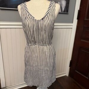 Broadway & Broome Blue White Sleeveless Striped Silk Dress Lined Size 4